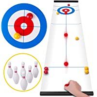 Rolimate Curling Juego Shuffleboard Juegos Familiares para niños y Adultos- Juegos de Mesa con 8 Rodillos 6 Bolos…